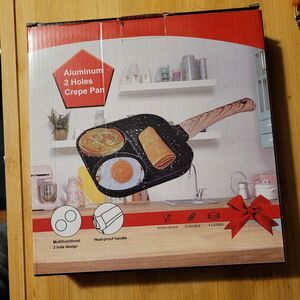 Crepe Pan with 2 Holes Aluminum All-in-one Breakfast at Home & Save Money $ NEW
